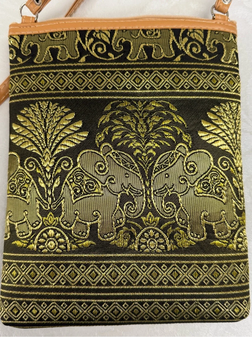 Thai Elephant Crossbody Bag - Olive Green